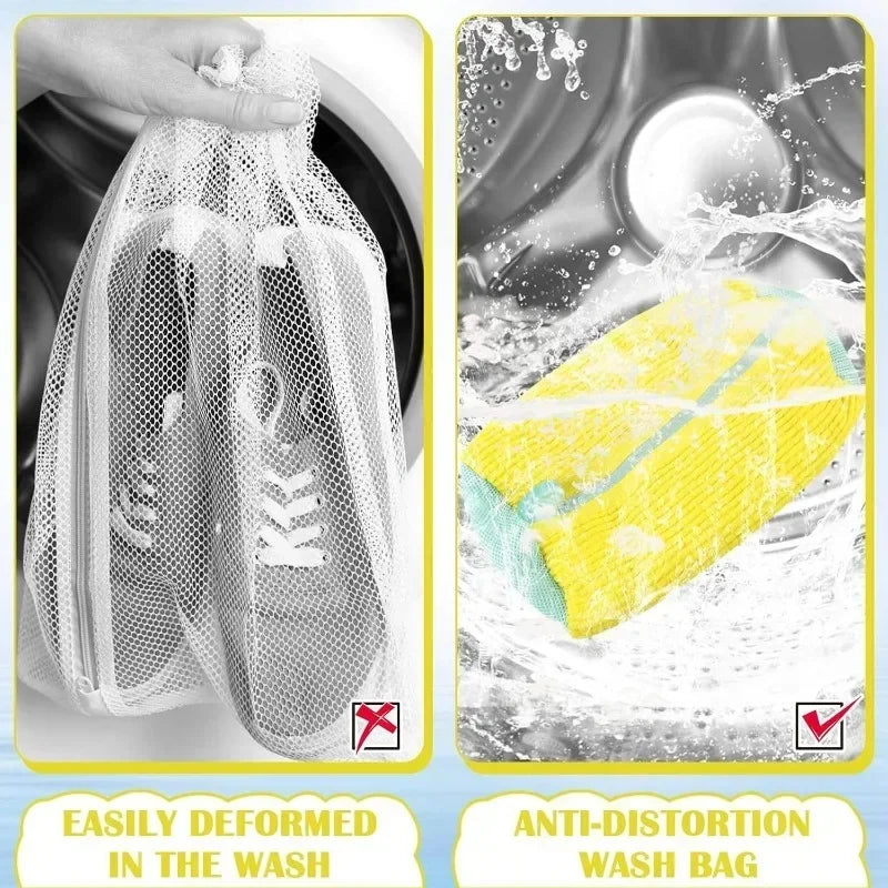 Sneaker Saver Plush Laundry Bag with Zipper & Built-In Shoe Brush