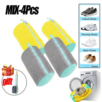 Sneaker Saver Plush Laundry Bag with Zipper & Built-In Shoe Brush